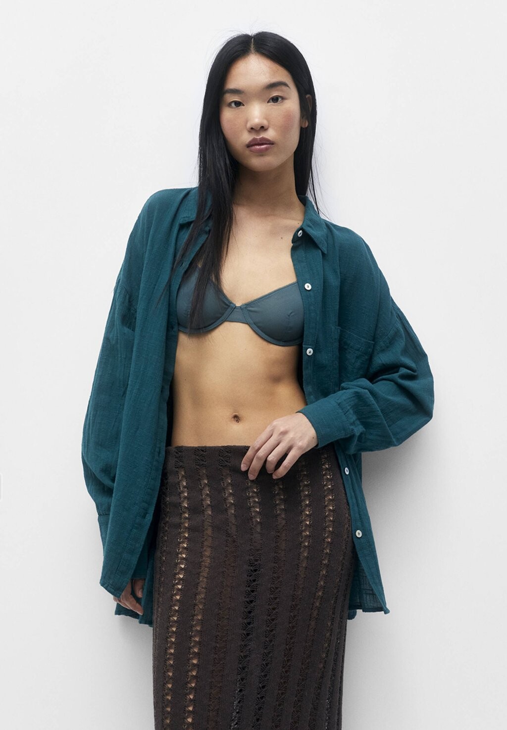 

Рубашка PULL&BEAR, зеленый