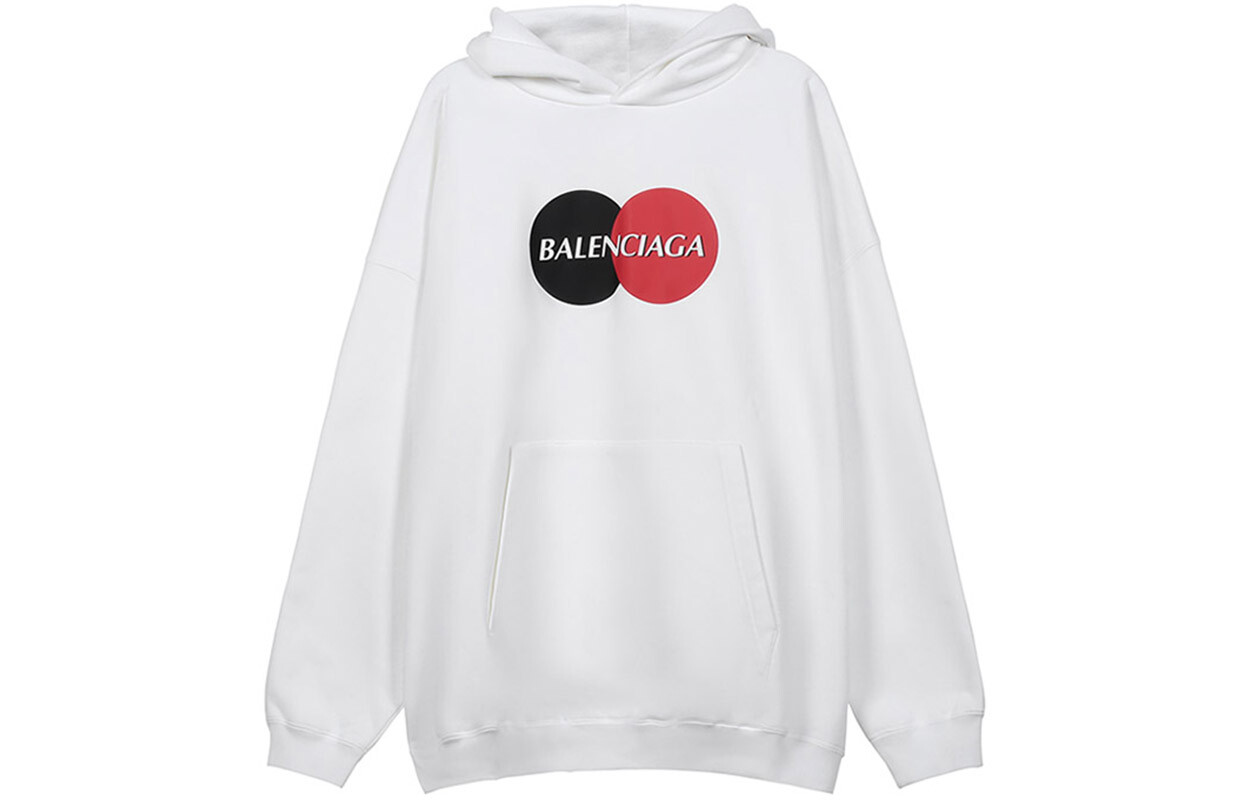 

Толстовка женская Balenciaga с карманом-кенгуру, белый / красный / черный
