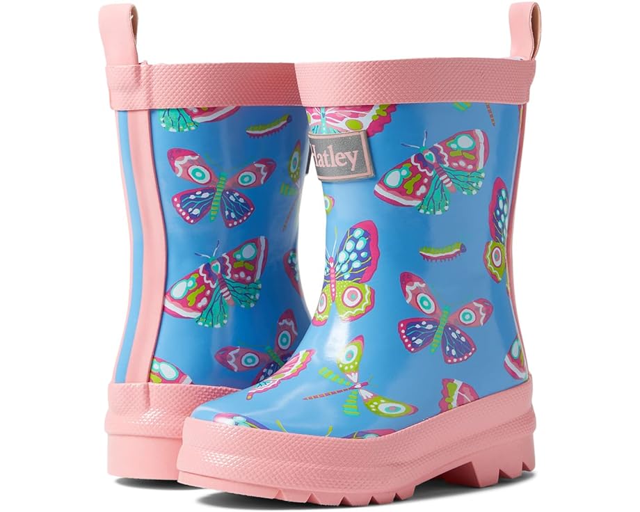Ботинки Hatley Botanical Butterflies Shiny Rain Boots, синий ботинки hatley shiny rain boots темно синий