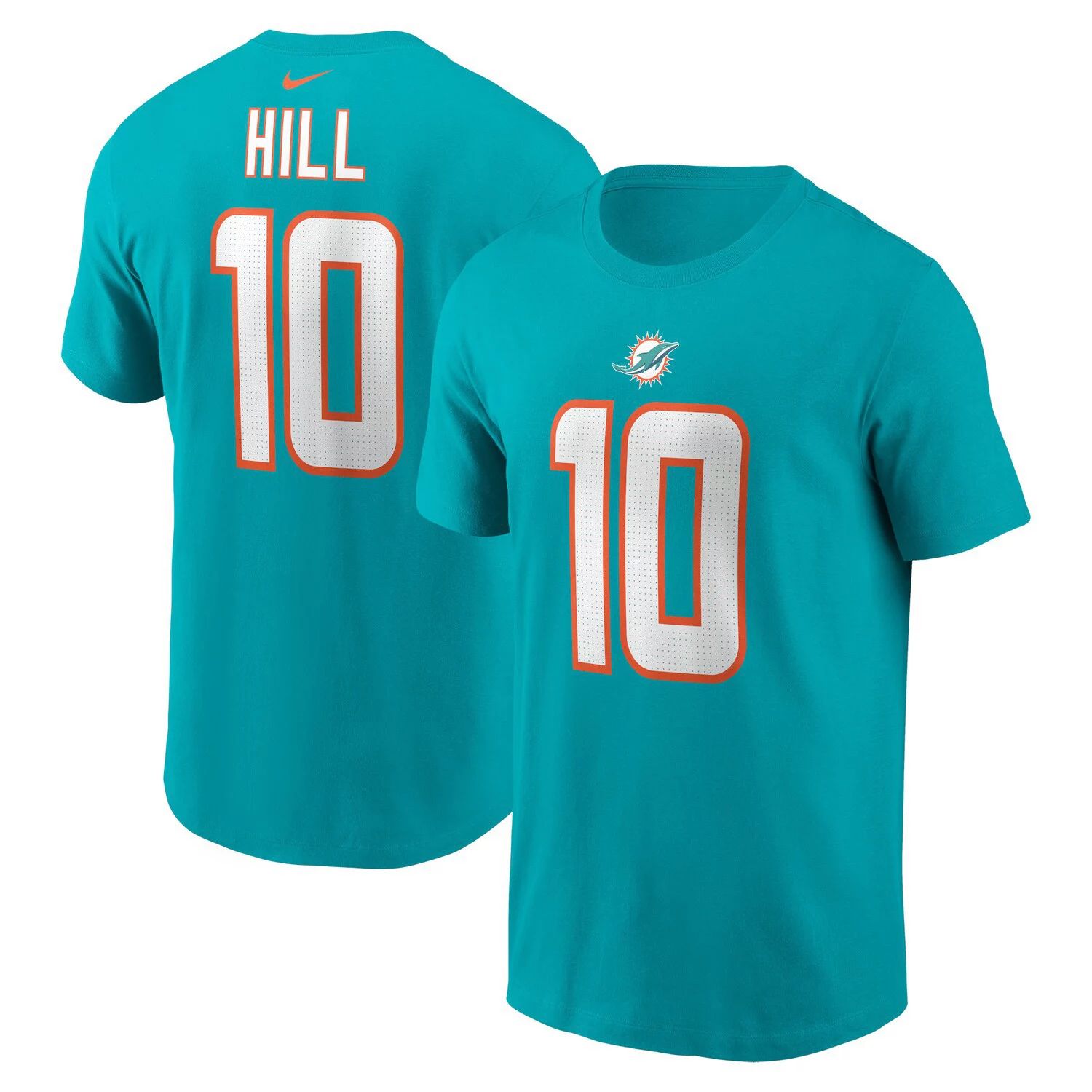 Мужская футболка Tyreek Hill Aqua Miami Dolphins с именем и номером игрока Nike