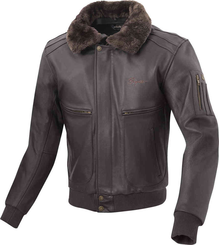 цена Мотоциклетная кожаная куртка Aviator Bogotto, темно коричневый