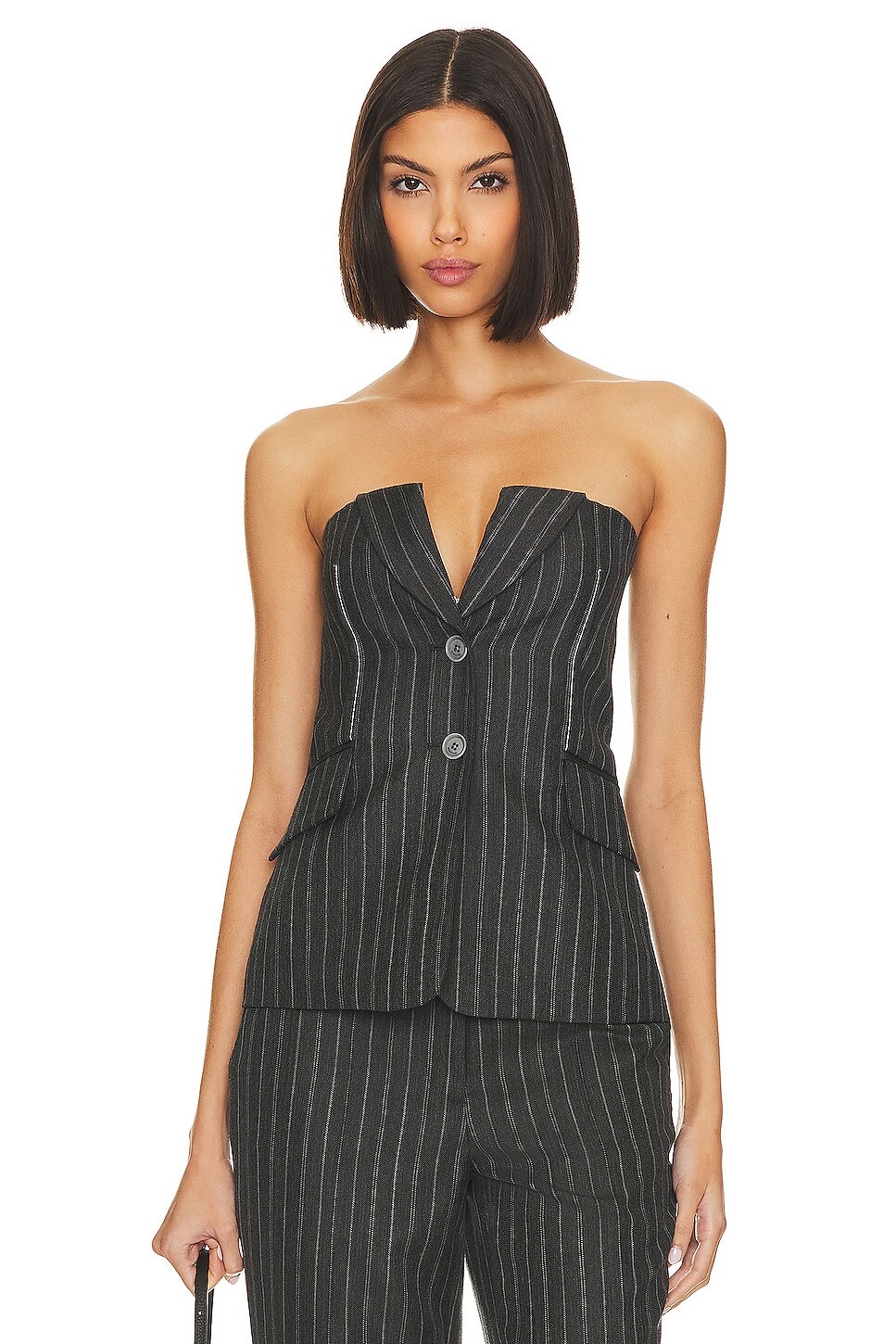 

Топ SIMKHAI Billie Bustier, цвет Grey Pinstripe