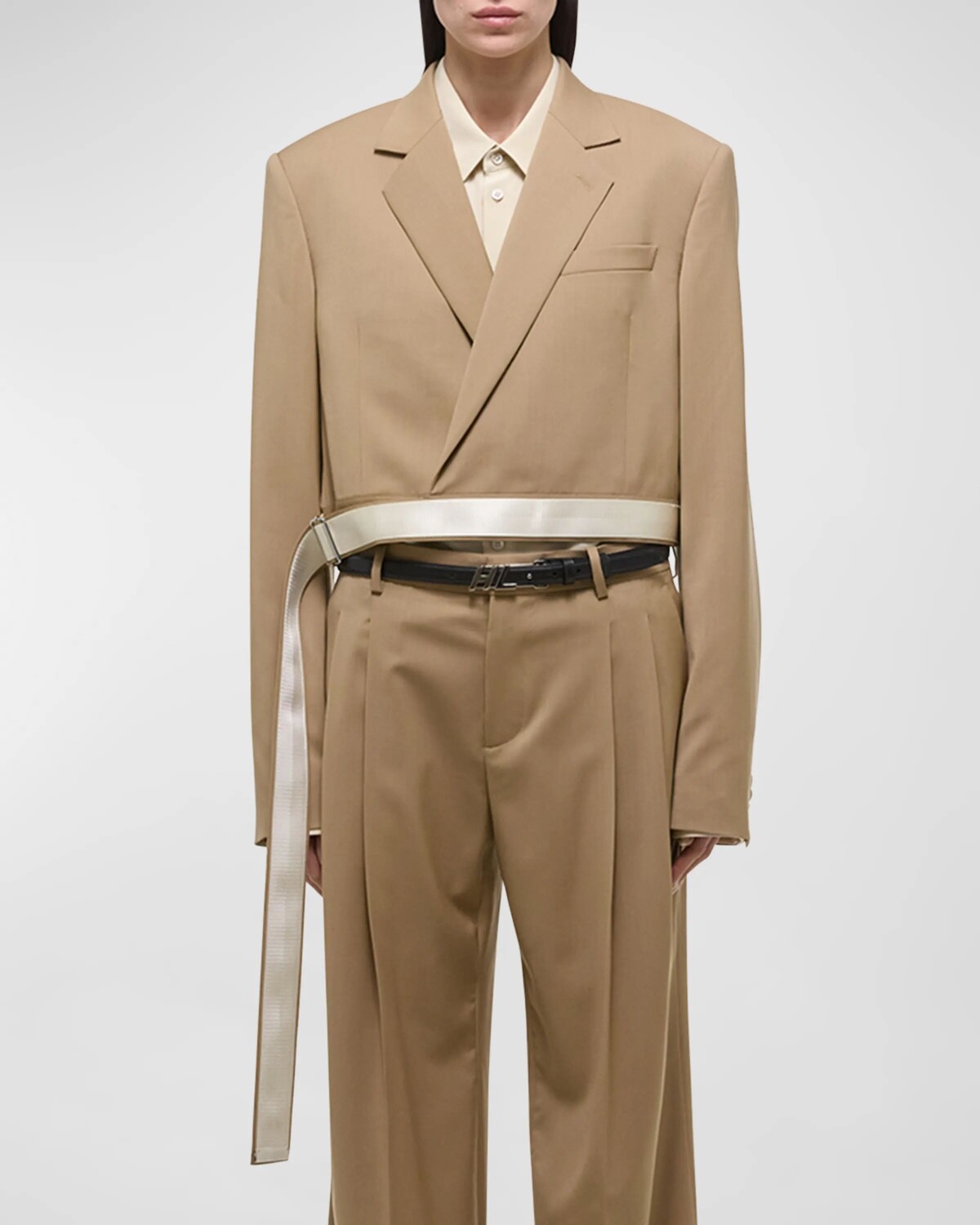 

Шерстяной блейзер с запахом Helmut Lang, цвет Latte