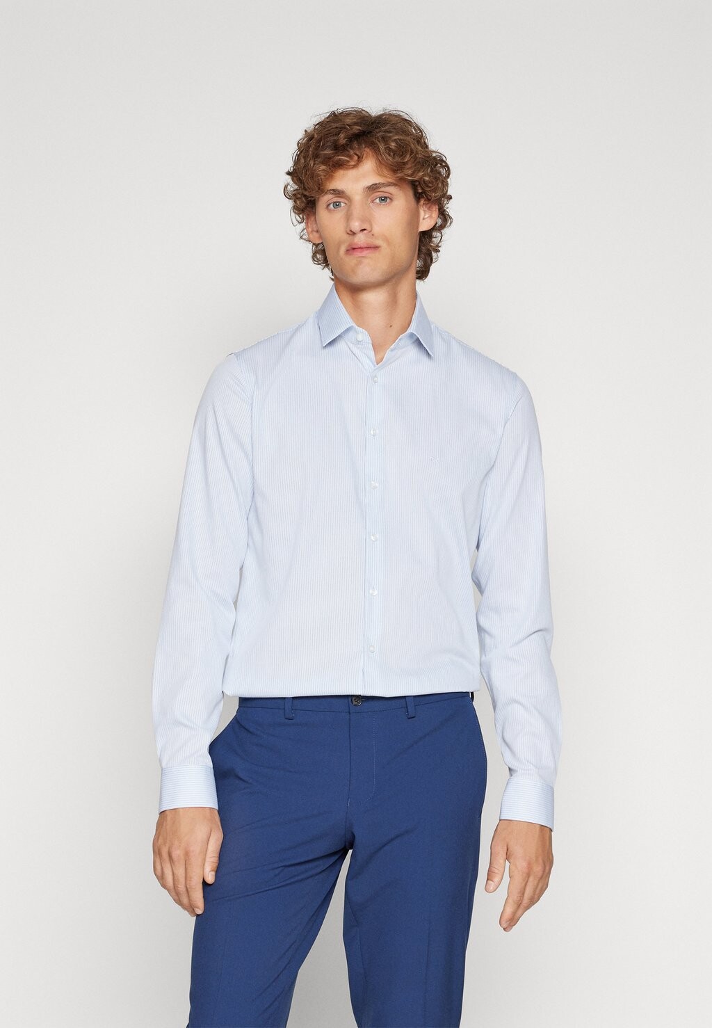 

Элегантная рубашка STRETCH COLLAR STRIPE SHIRT Calvin Klein, синий, Серый
