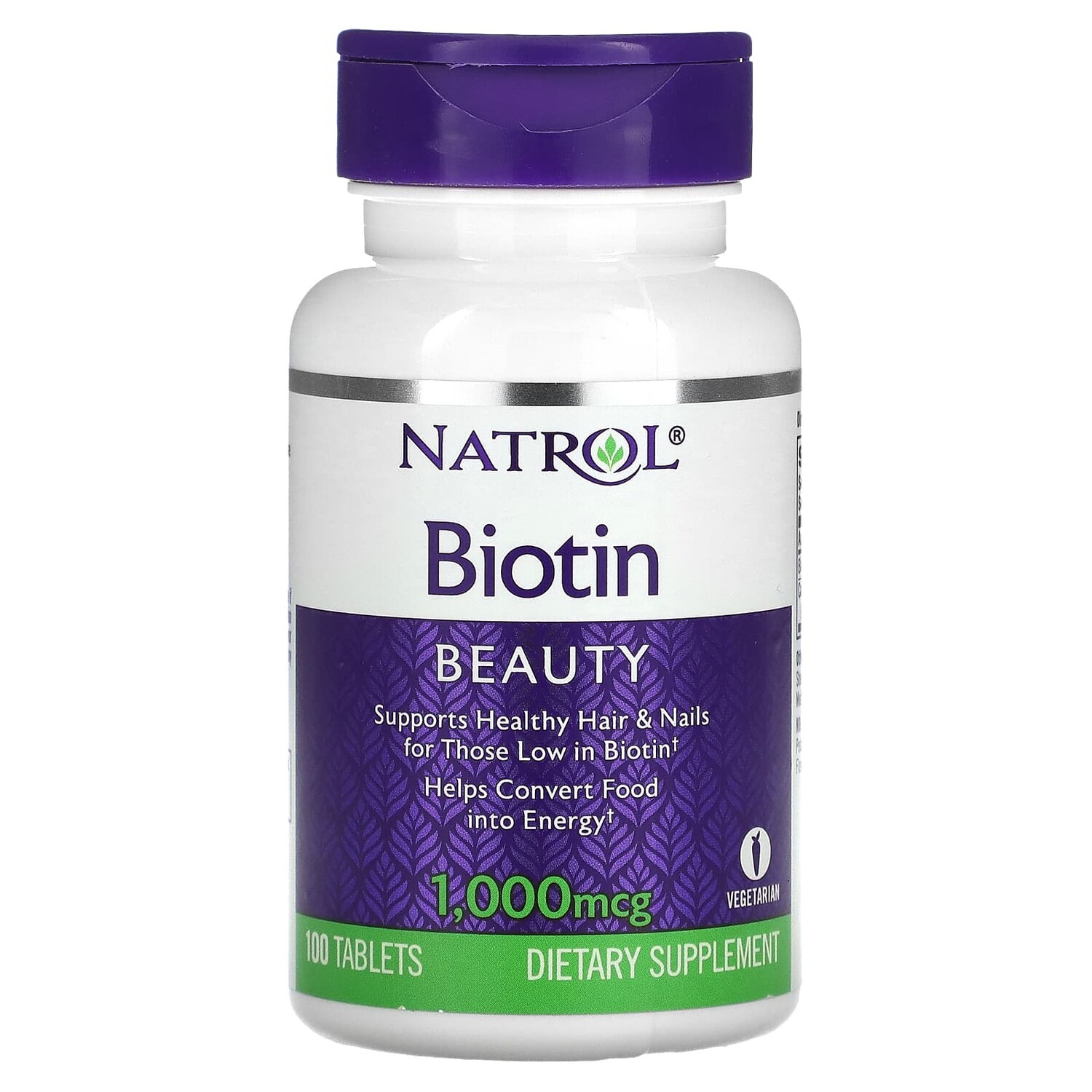 

Биотин, 1000 мкг, 100 таблеток, Natrol