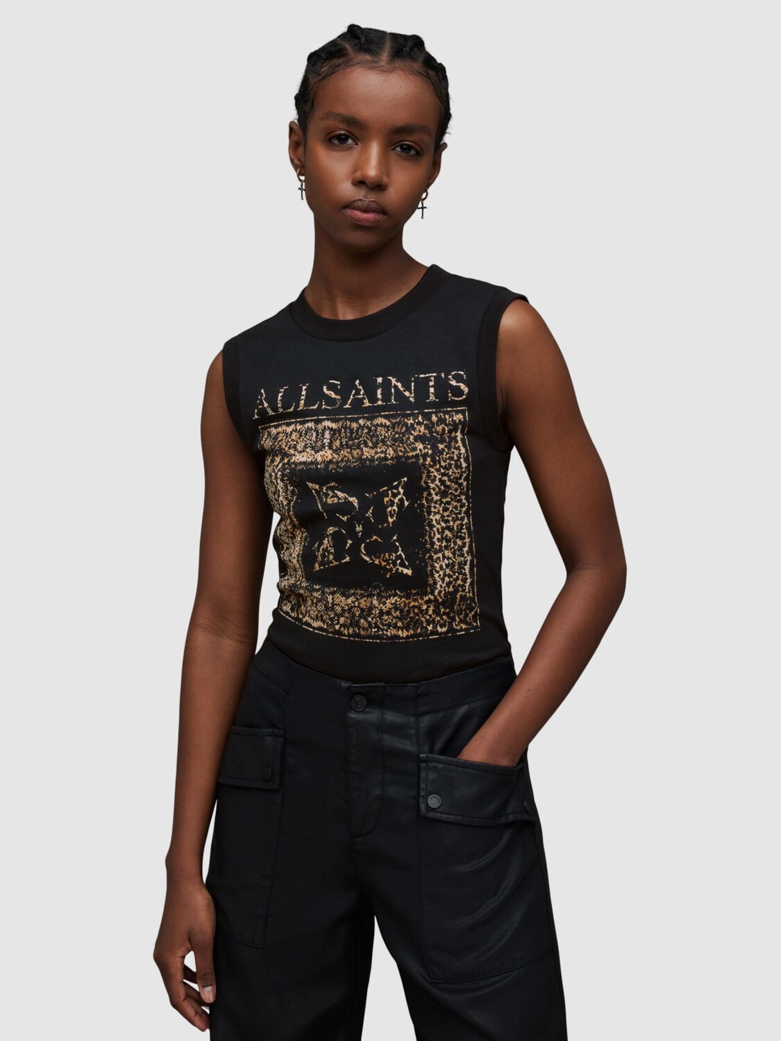 

Майка AllSaints Leana Imogen с рисунком, черный/мульти