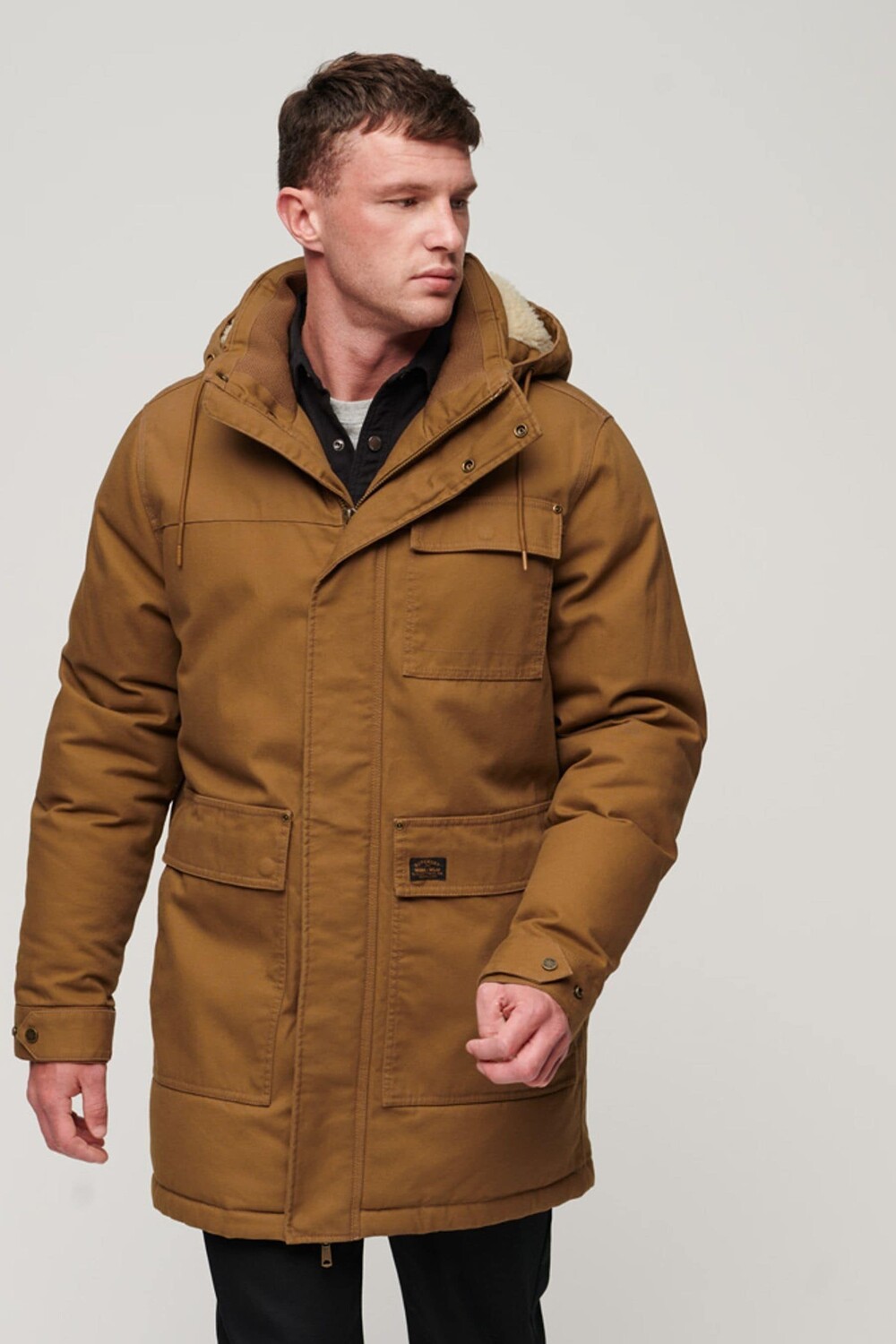 

Парка с капюшоном в рабочем стиле Superdry, коричневый