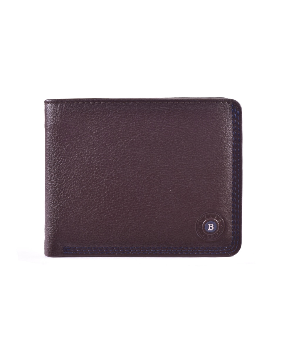 цена Мужской кожаный кошелек коричнево-синего цвета со съемным визитницей Miguel Bellido, мультиколор