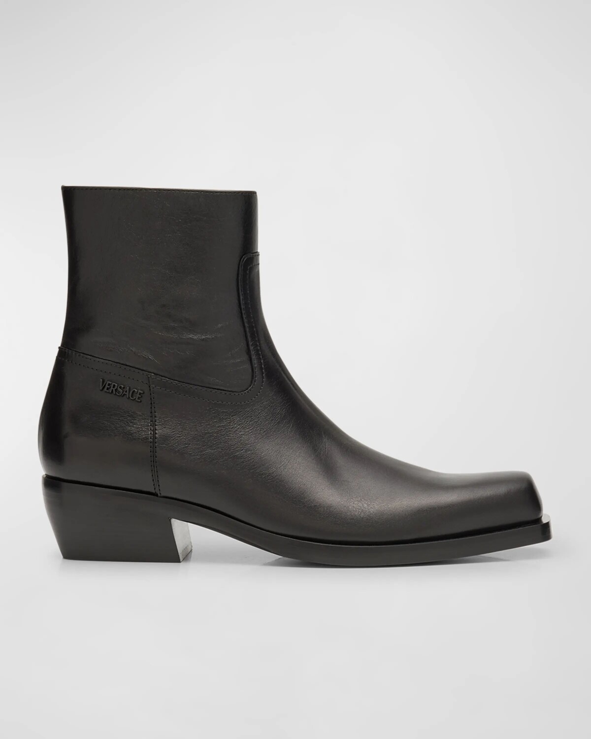 

Мужские кожаные ботильоны с квадратным носком Versace, цвет Black Ruthenium