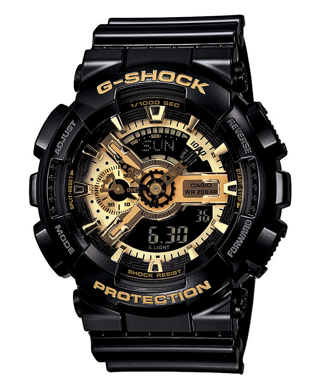 Мужские аналоговые цифровые часы с черным полимерным ремешком G-Shock цена и фото