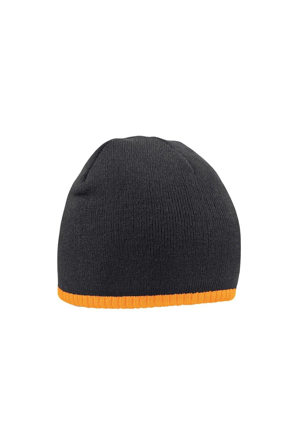 Двухцветная вязаная шапка Beechfield, черный двухцветная вязаная шапка sevenext