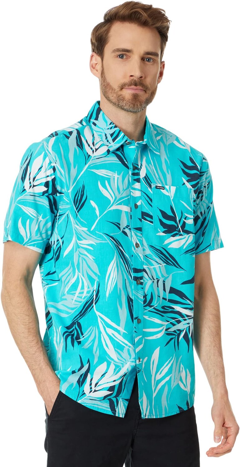 

Рубашка Bleeding Leaf Short Sleeve Woven Volcom, цвет Electric Blue