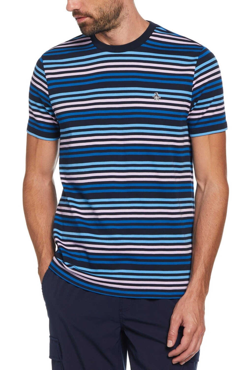 

Синяя футболка с короткими рукавами и полосатым рисунком Original Penguin, синий