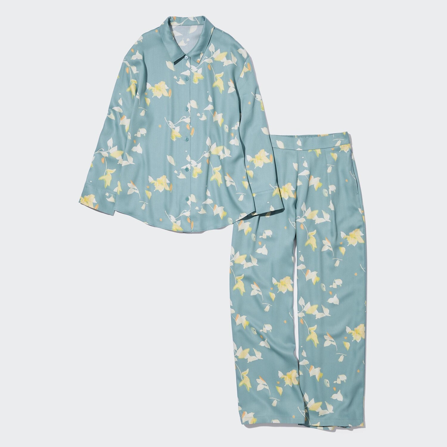 

Пижама UNIQLO атласная с длинными рукавами и принтом, зеленый