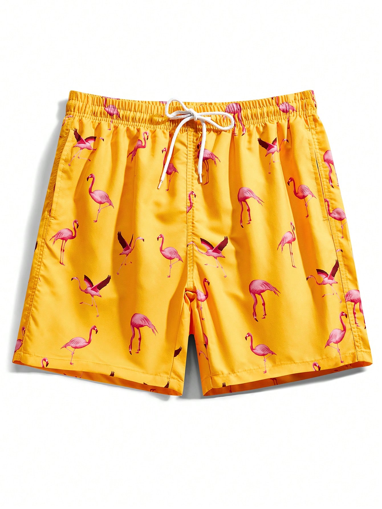 Мужские пляжные шорты Manfinity с принтом фламинго и завязками на талии, желтый