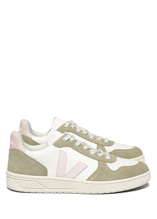 

Бело-желтые женские кожаные кроссовки v 10 без хрома Veja
