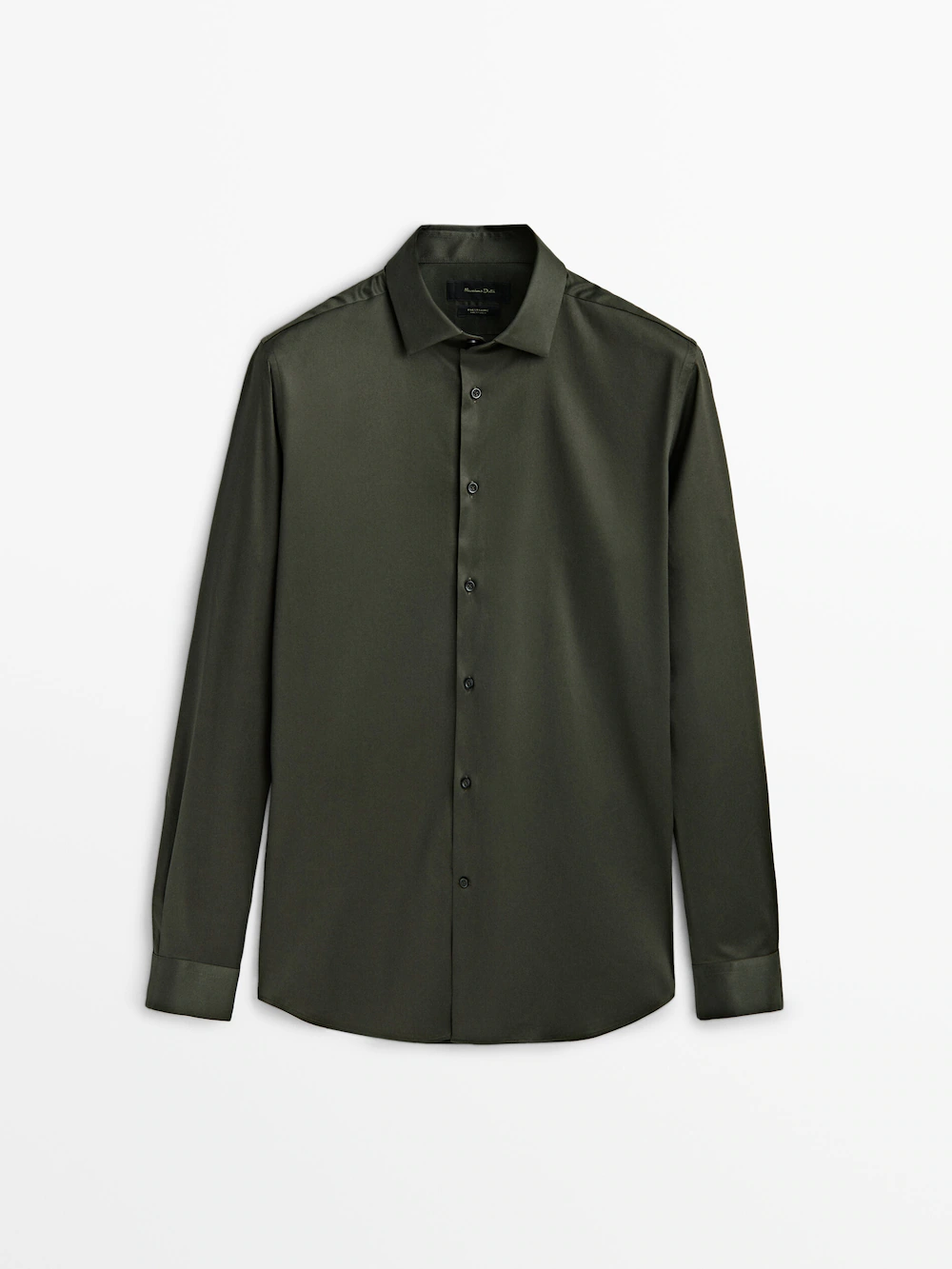 

Рубашка облегающего кроя из хлопковой саржи эластич Massimo Dutti, зеленый