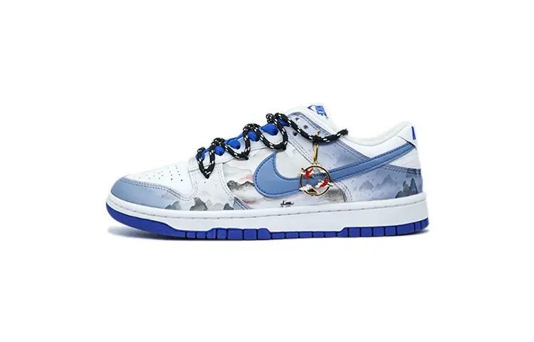 

Кроссовки Nike Dunk Skateboarding Shoes Men Low-top Blue, белый