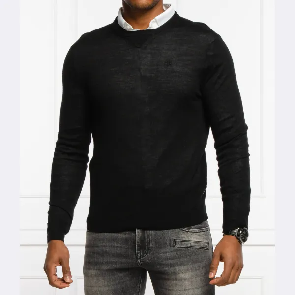 

Шерстяной свитер узкого кроя Armani Exchange, черный
