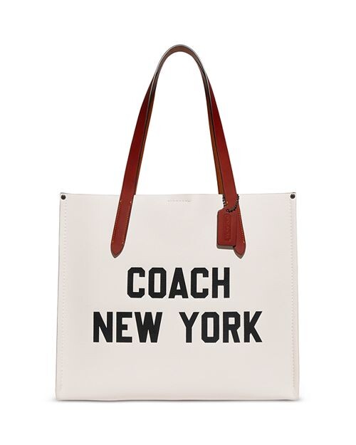 

Большая кожаная сумка-тоут для покупок Relay COACH, цвет White
