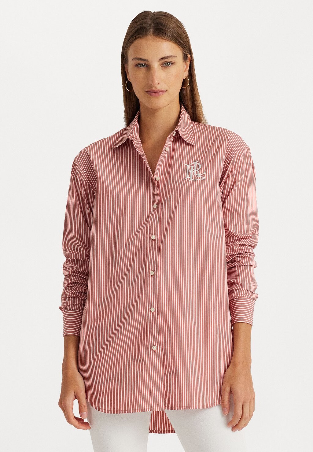 

Блузка-рубашка KOTTA LONG SLEEVE BUTTON FRONT SHIRT Lauren Ralph Lauren, цвет pink mahogany/white