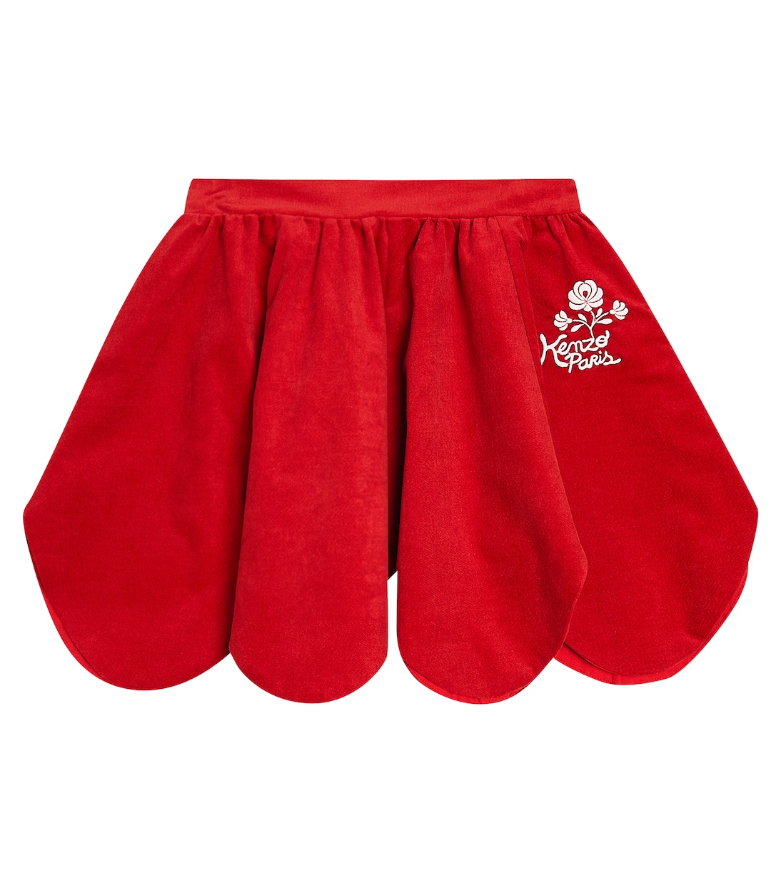 Хлопковая юбка с зубцами Kenzo Kids, красный