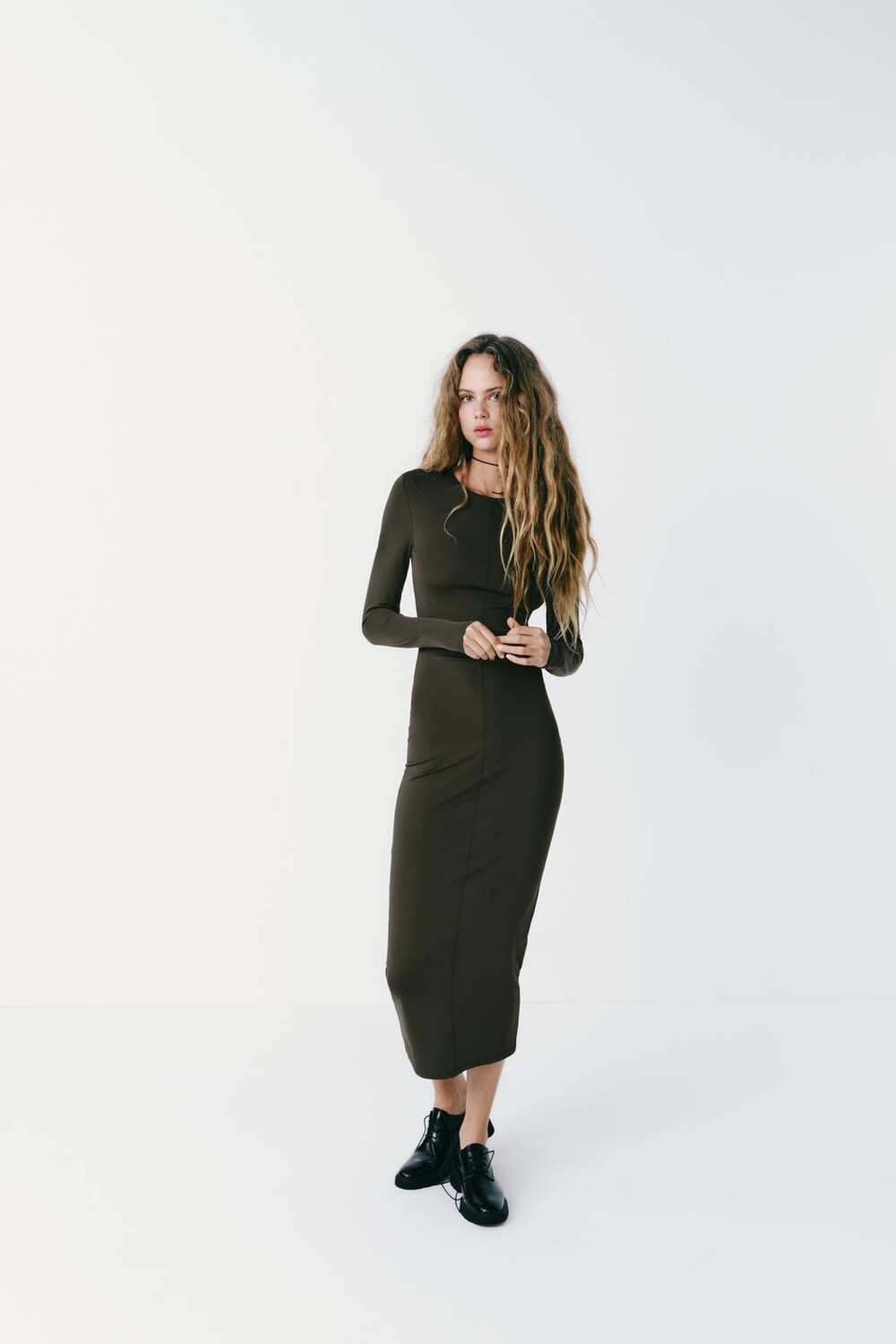 

Платье из полиамида ZARA, средне-зеленый