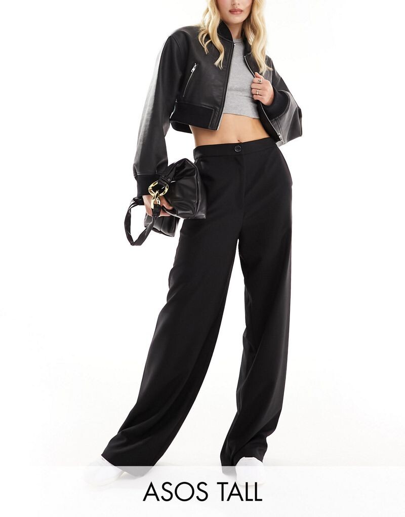 

Черные широкие брюки свободного кроя ASOS DESIGN Tall