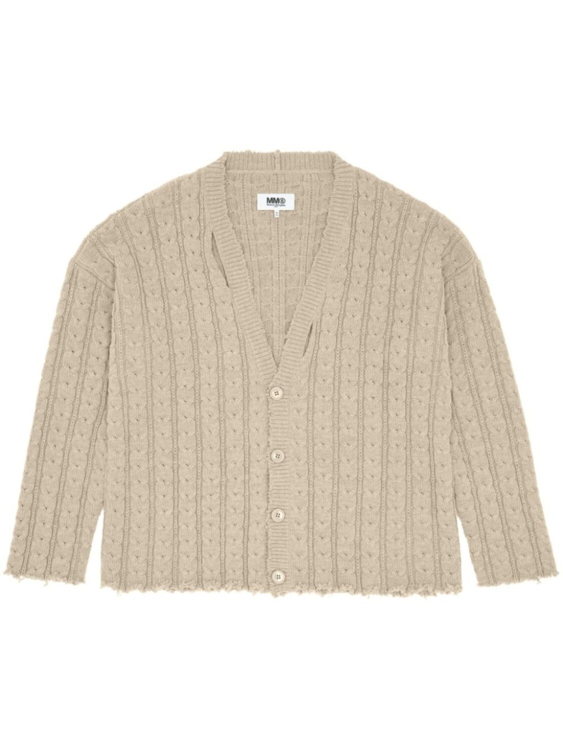 

MM6 Maison Margiela кардиган в рубчик с V-образным вырезом, нейтральный цвет