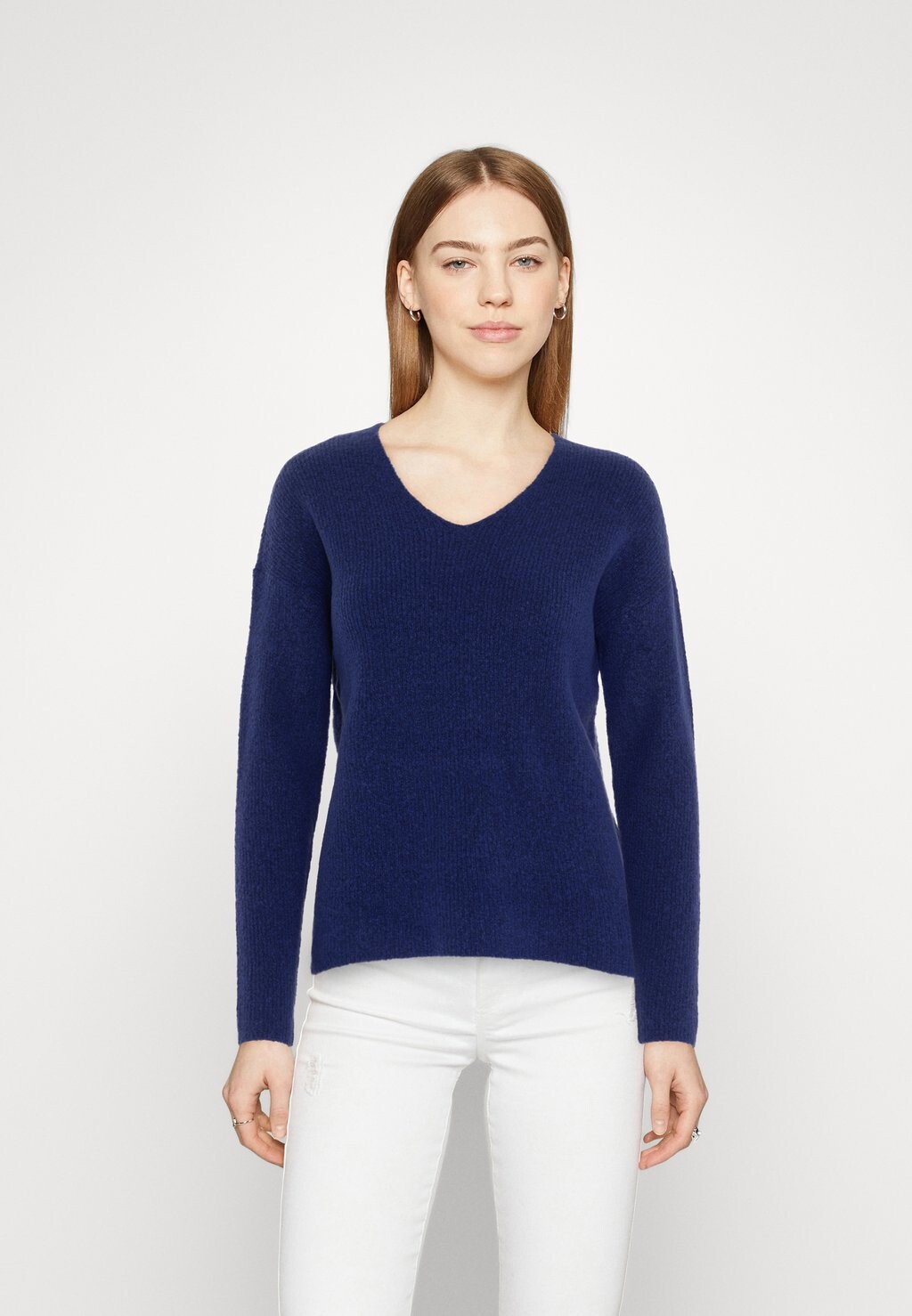 

Свитшот ONLY CAMILLA V-NECK L/S NOOS, воронение/меланж
