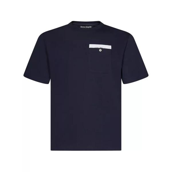 

Футболка navy cotton jersey crewneck t-shirt Palm Angels, синий