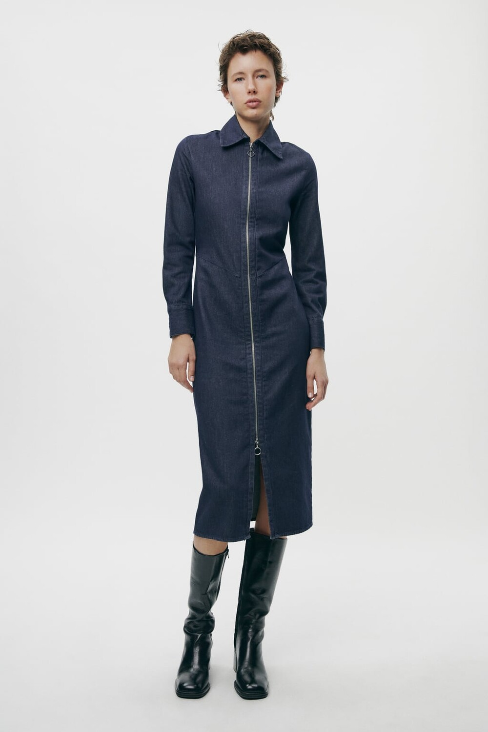 

Джинсовое платье на молнии ZARA, синий