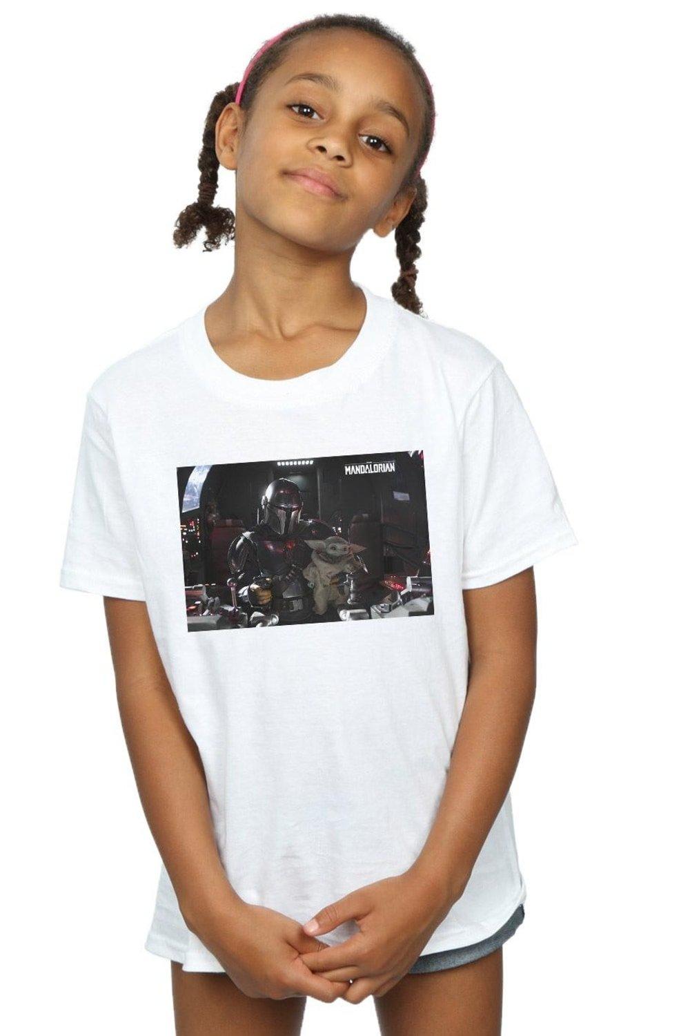 Хлопковая футболка «Мандалорец Мандо и второй пилот» Star Wars, белый фотографии