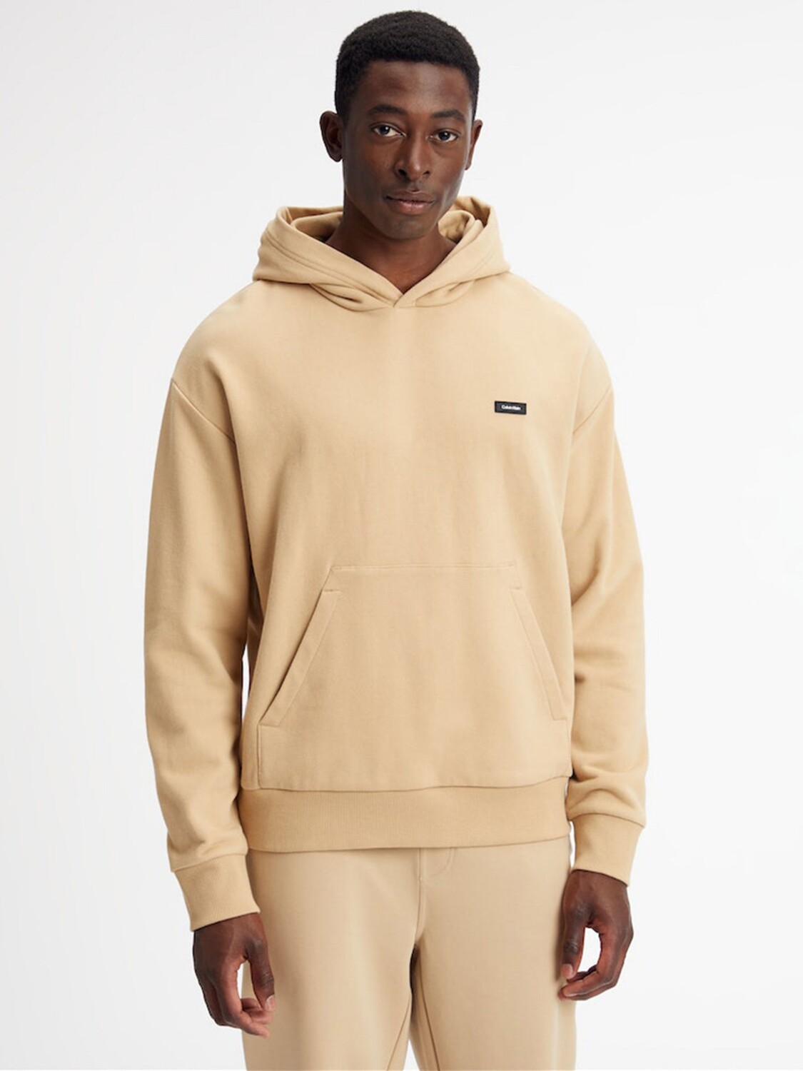

Хлопковая толстовка с капюшоном Calvin Klein, травертин