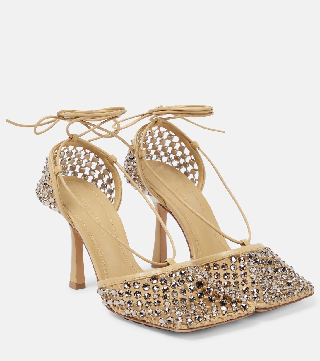 

Декорированные туфли-лодочки Sparkle Stretch Bottega Veneta, бежевый