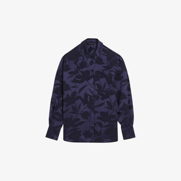 

Атласная рубашка bormida с цветочным принтом Ted Baker, синий