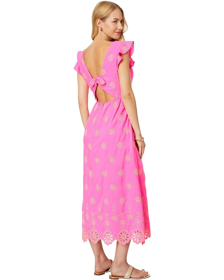 Платье Lilly Pulitzer Lillyanne Flutter Sleeve Dress, цвет Aura Pink Days Bloom Eyelet