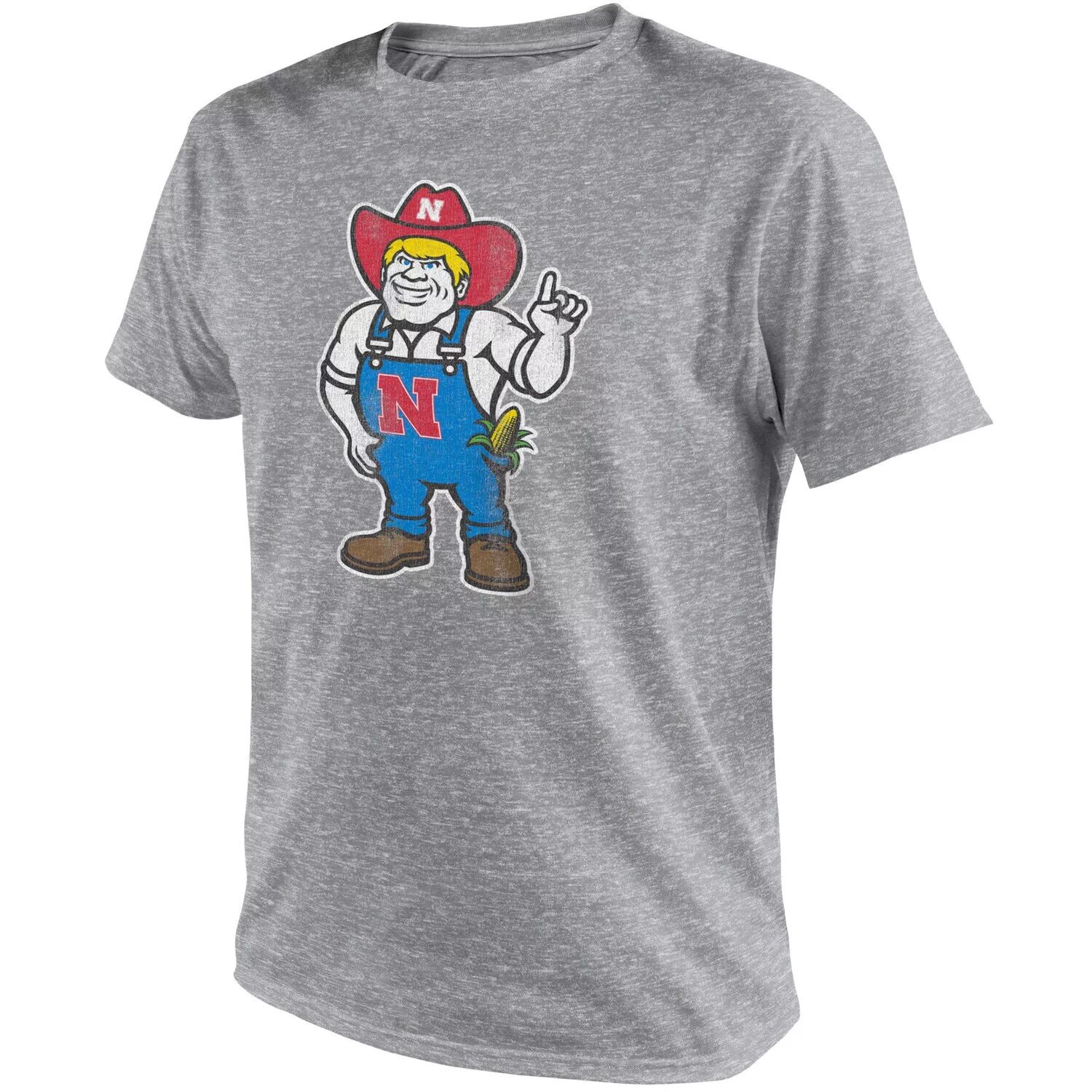

Молодежная оригинальная брендовая серая футболка в стиле ретро Nebraska Huskers Herbie Mascot Tri-Blend Unbranded