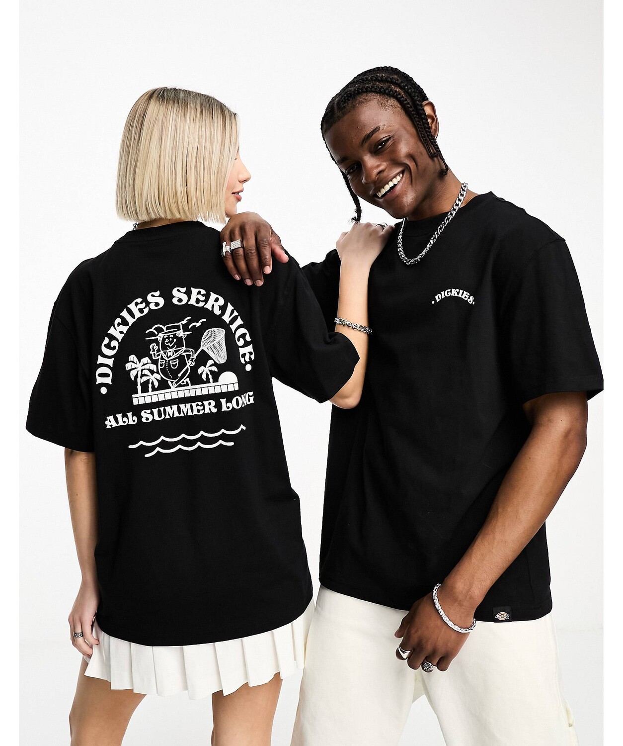 

Черная футболка унисекс с принтом на спине и принтом Dickies grove pool service эксклюзивно для asos, Черный