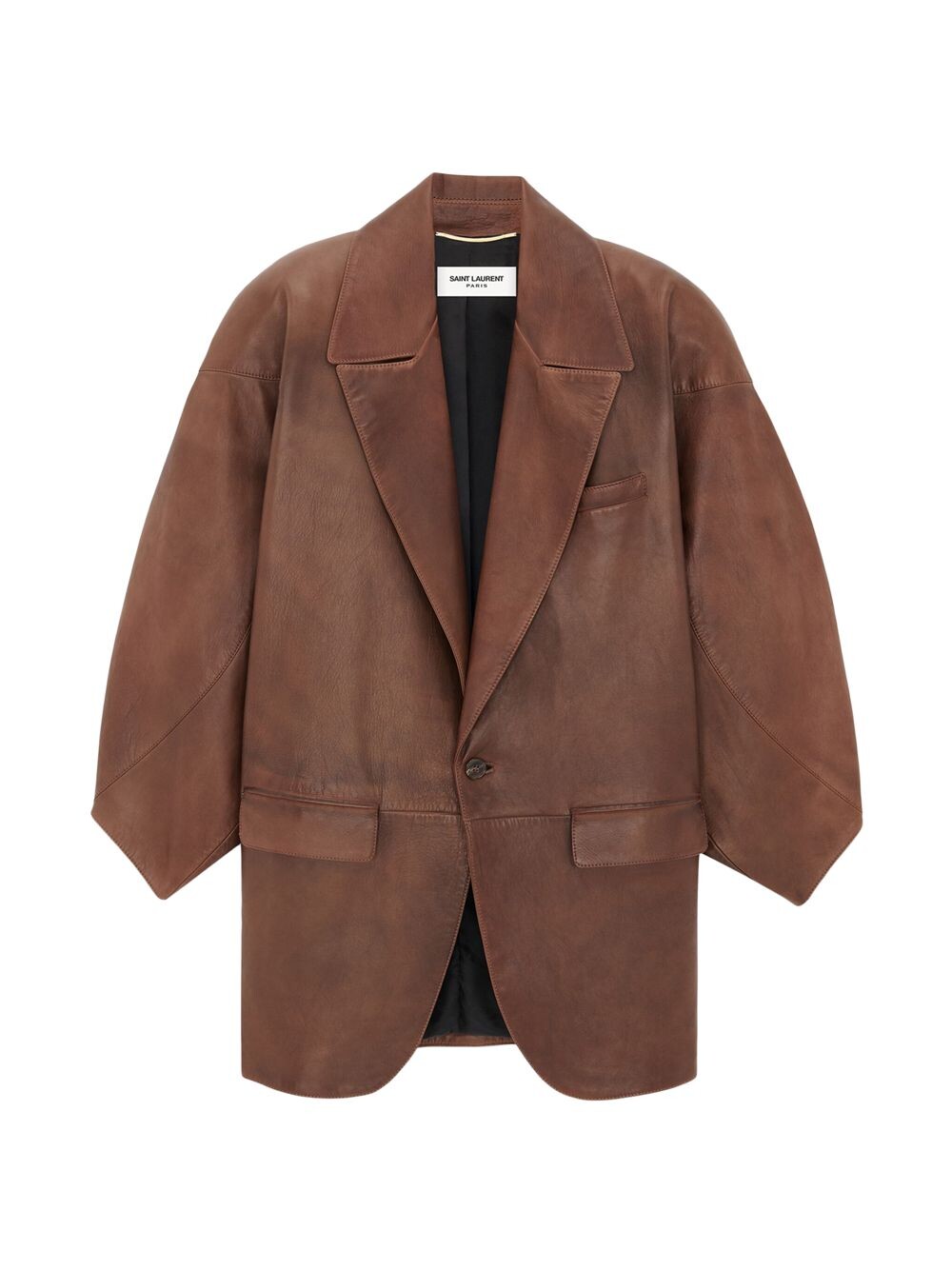 

Куртка оверсайз из кожи ягненка Saint Laurent, коричневый