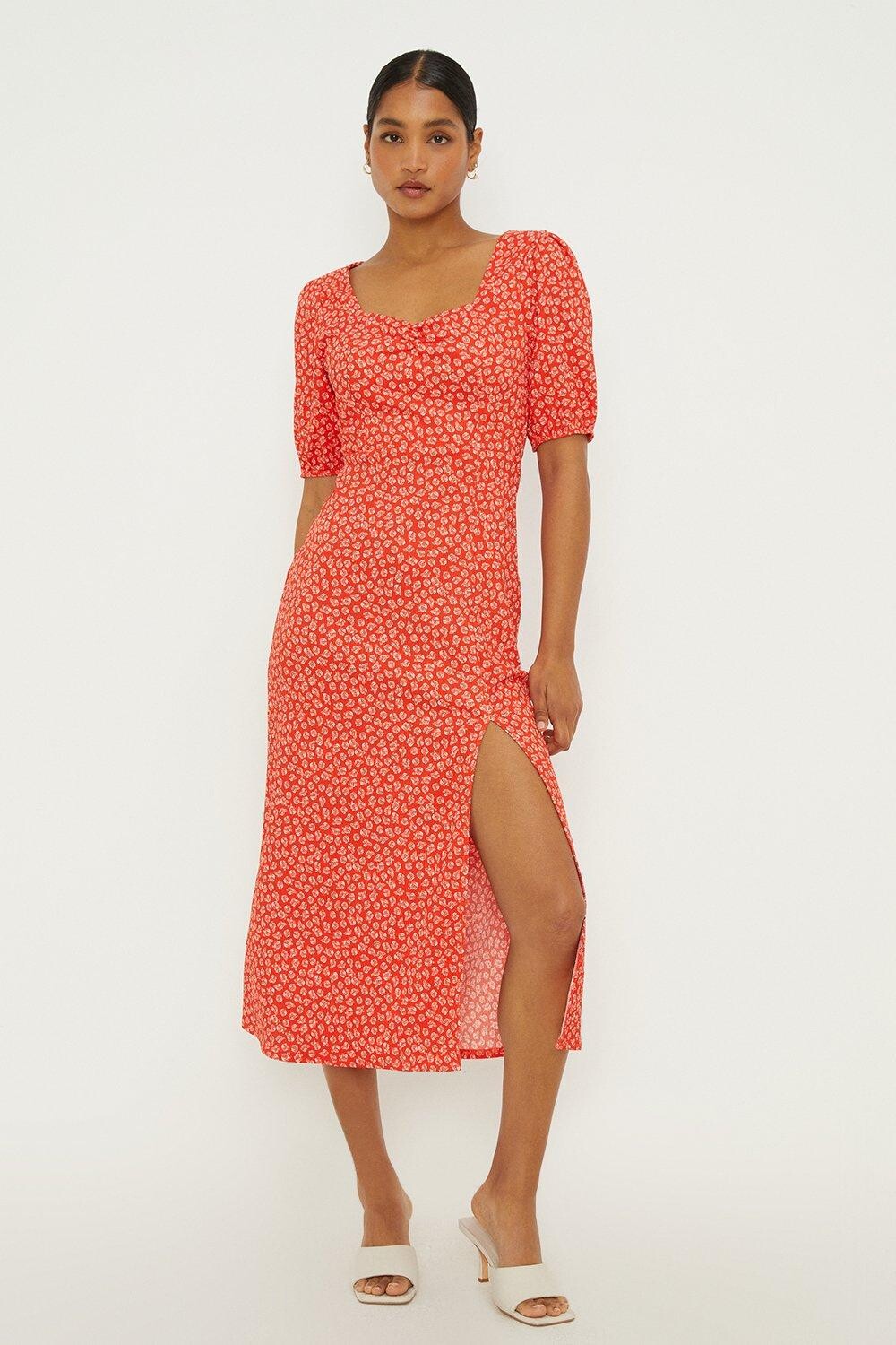 

Красное платье миди в стиле Ditsy Sweetheart Dorothy Perkins, красный