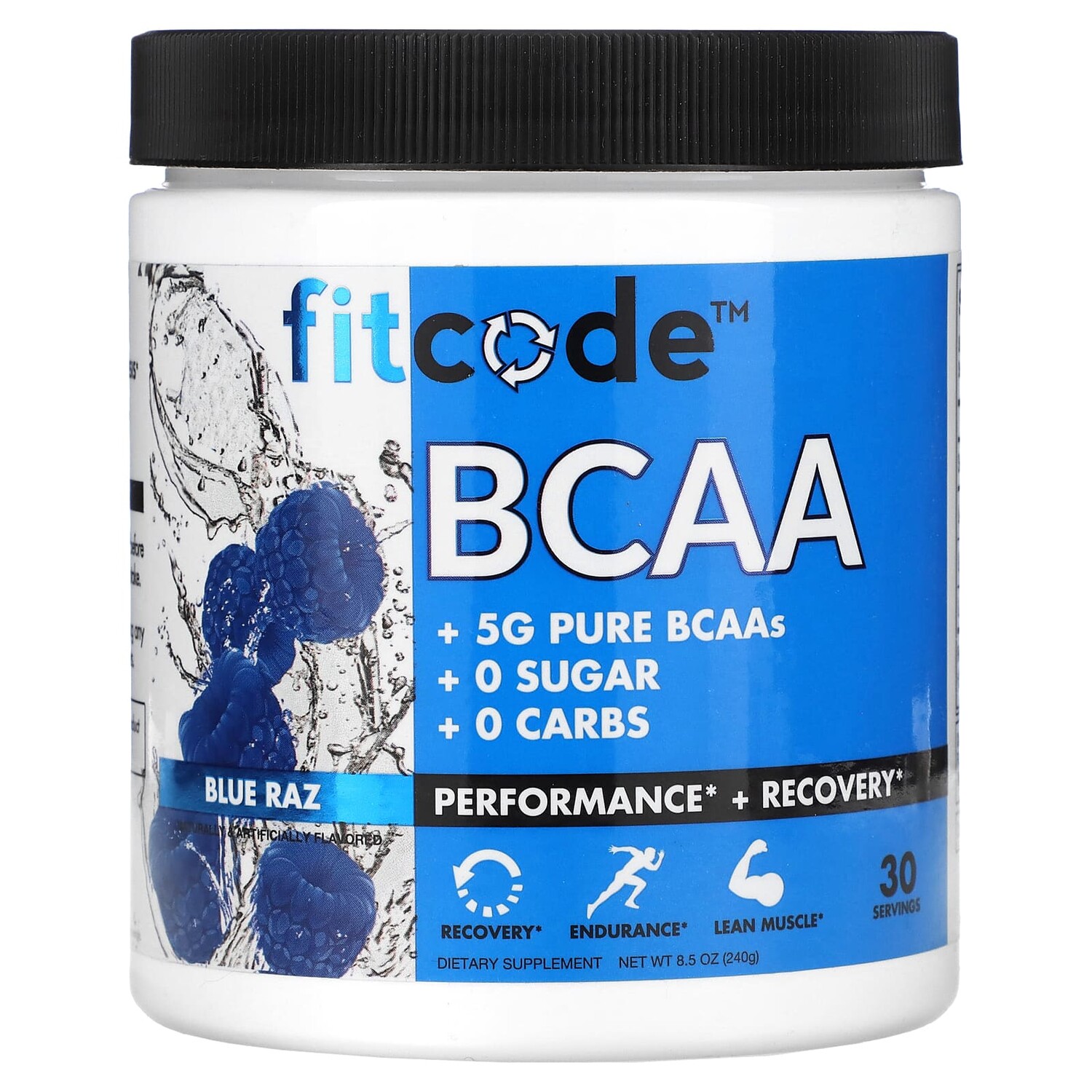 

BCAA, голубая малина, 240 г (8,5 унции), FITCODE