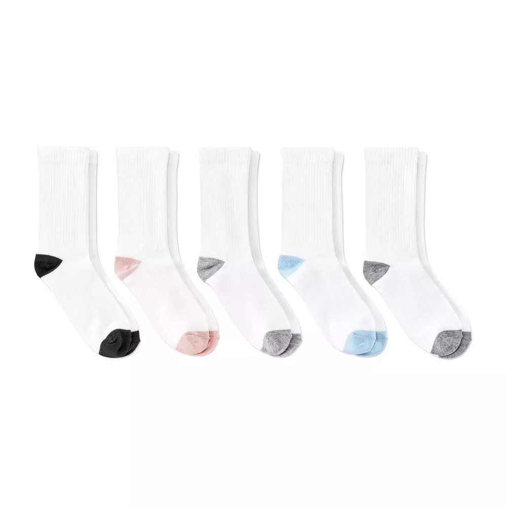 

Женские ребристые носки 5 пар Crew Socks - Dealworthy, цвет White