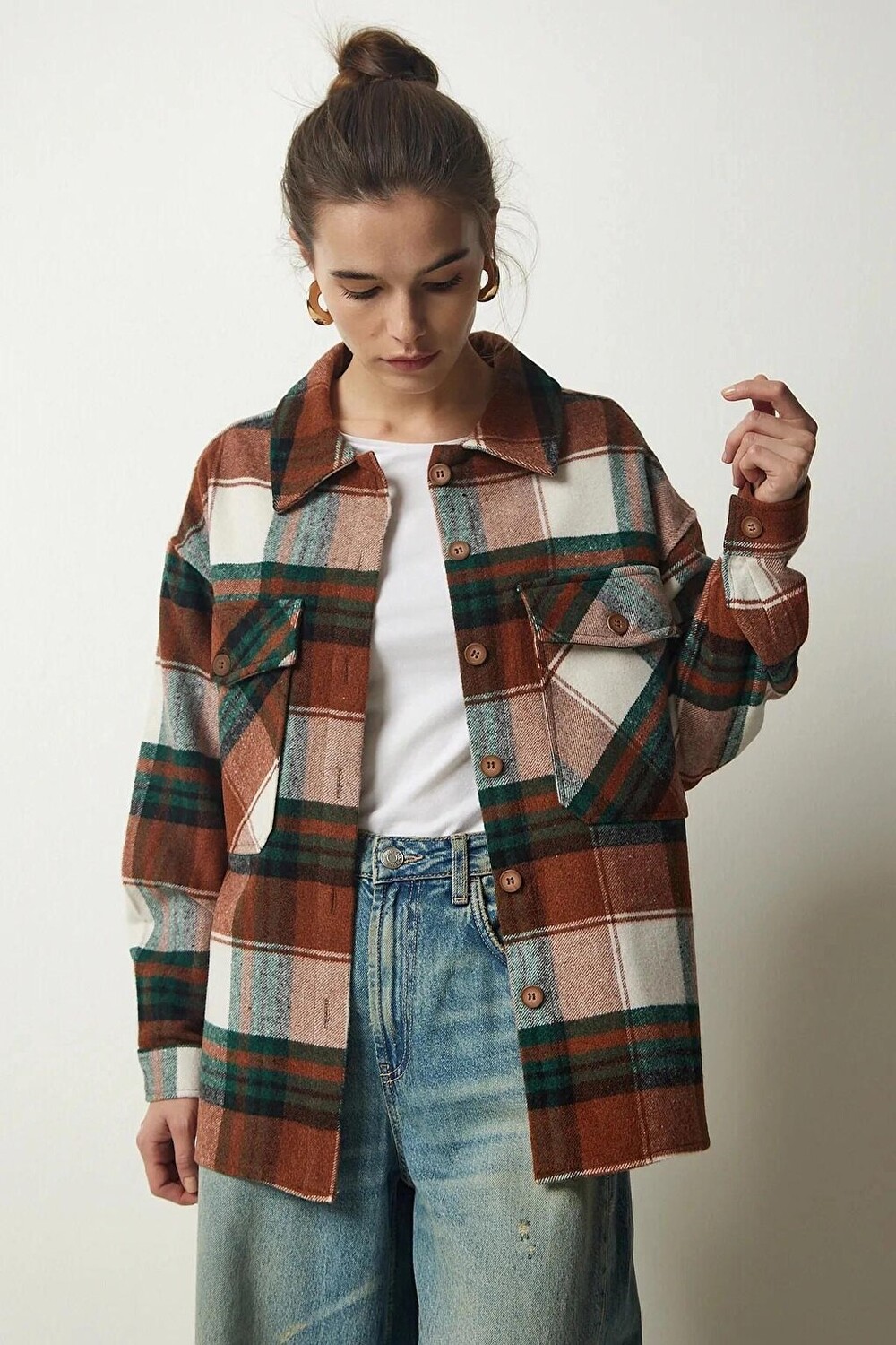 

Женская коричнево-зеленая куртка-рубашка Lumberjack в клетку с рисунком HZL24W-BD139581 hazelin, Зеленый