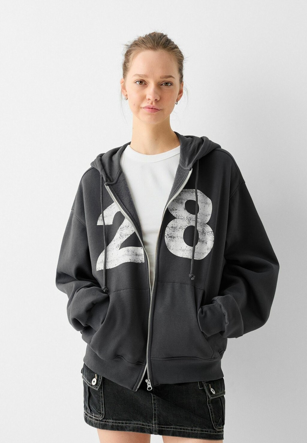 

Толстовка PRINTED Bershka, цвет grey