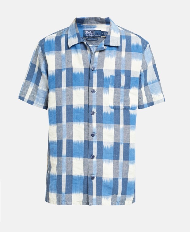 

Льняная рубашка с короткими рукавами Polo Ralph Lauren, индиго