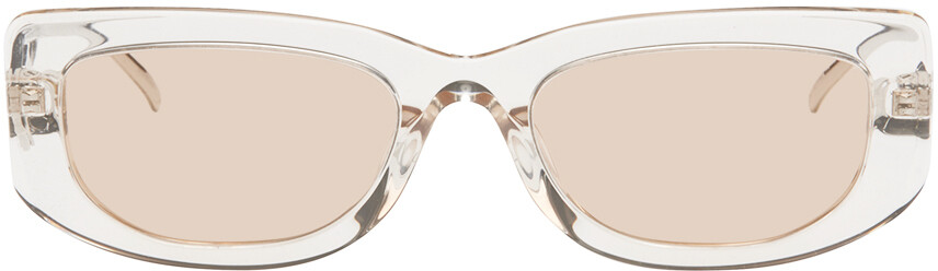 

Бежевые прямоугольные солнцезащитные очки с кристаллами Prada Eyewear