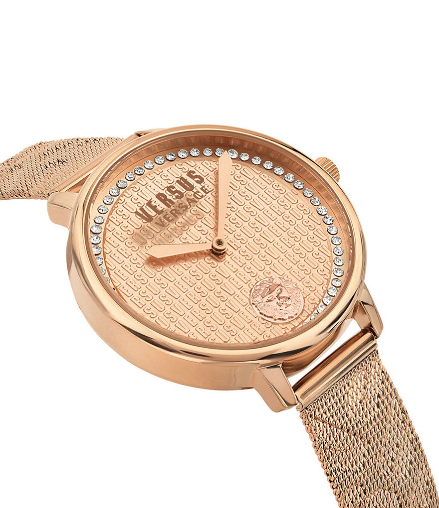 Женские аналоговые часы Versus By Versace La Villette Crystal с браслетом из нержавеющей стали розового золота, розовый