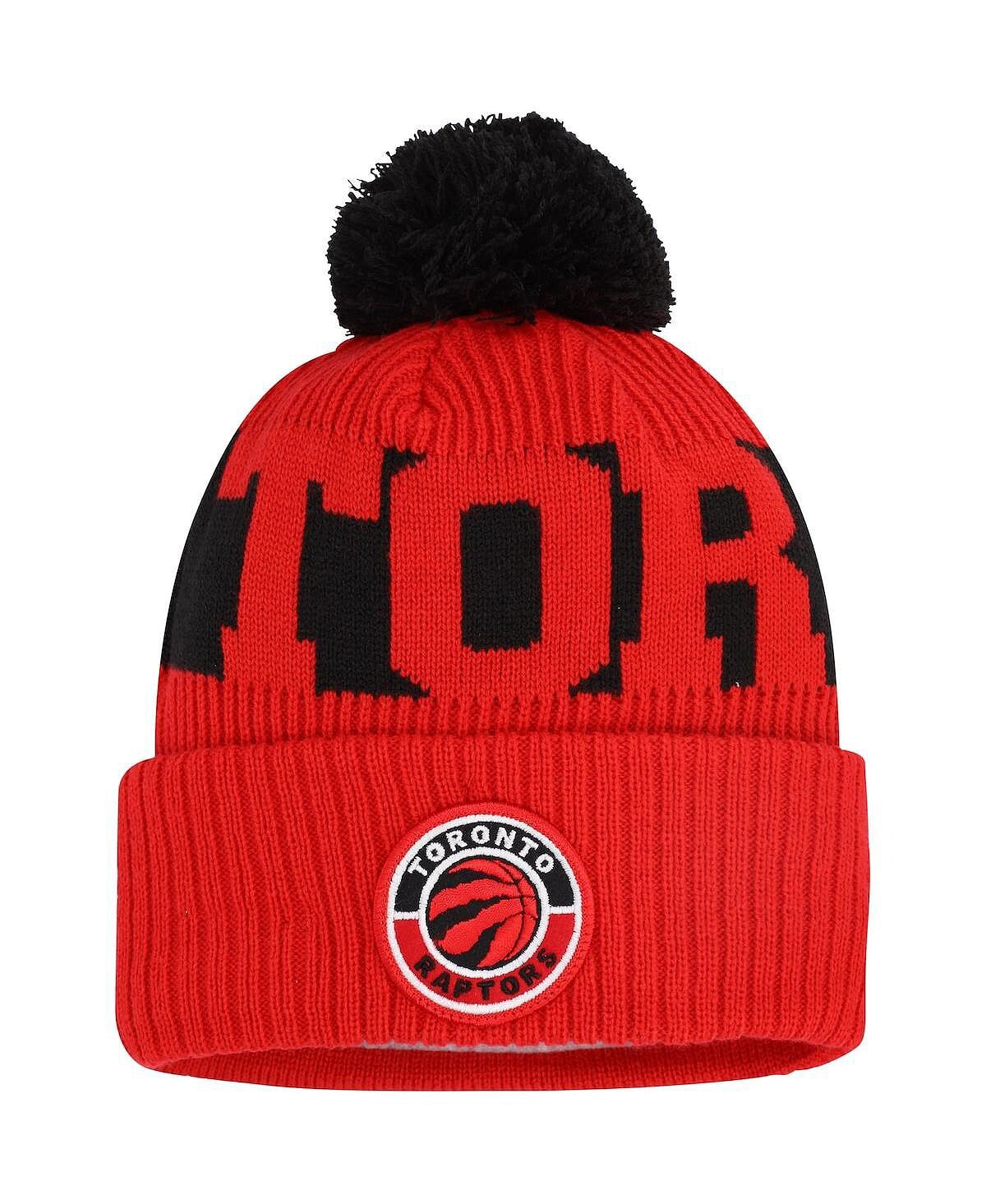 

Мужская красная вязаная шапка с манжетами и помпоном Toronto Raptors Sport Logo New Era