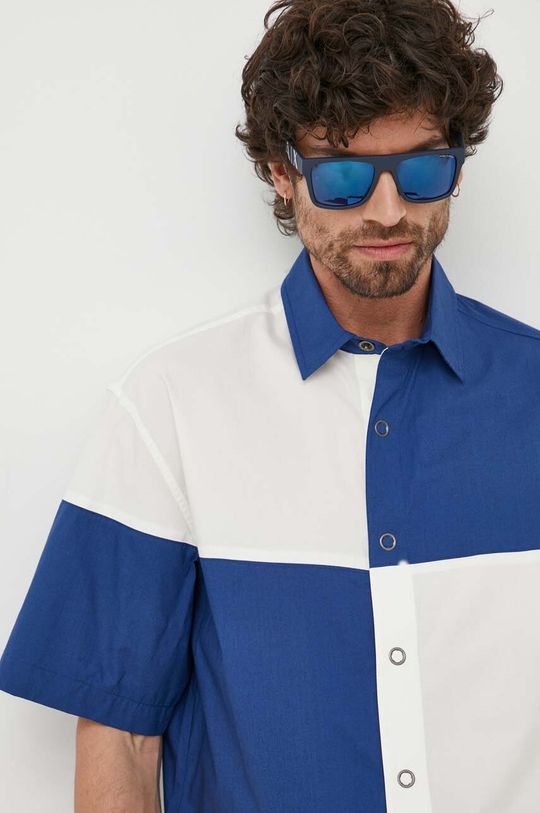 Хлопковая рубашка United Colors of Benetton, темно-синий